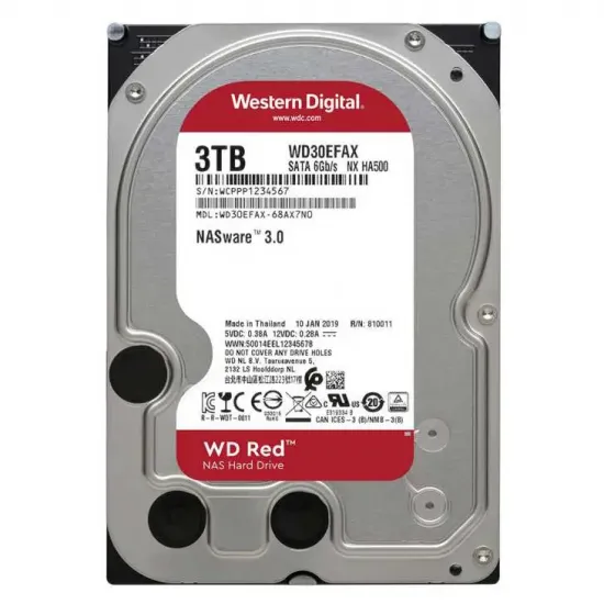 3.5" Жесткий диск 3 TB Western Digital Red, 5400 rpm, 256 MB, SATA III (WD30EFAX)