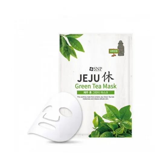 SNP Jeju Rest Green Tea Mask - Mască de pânză cu extract de ceai verde